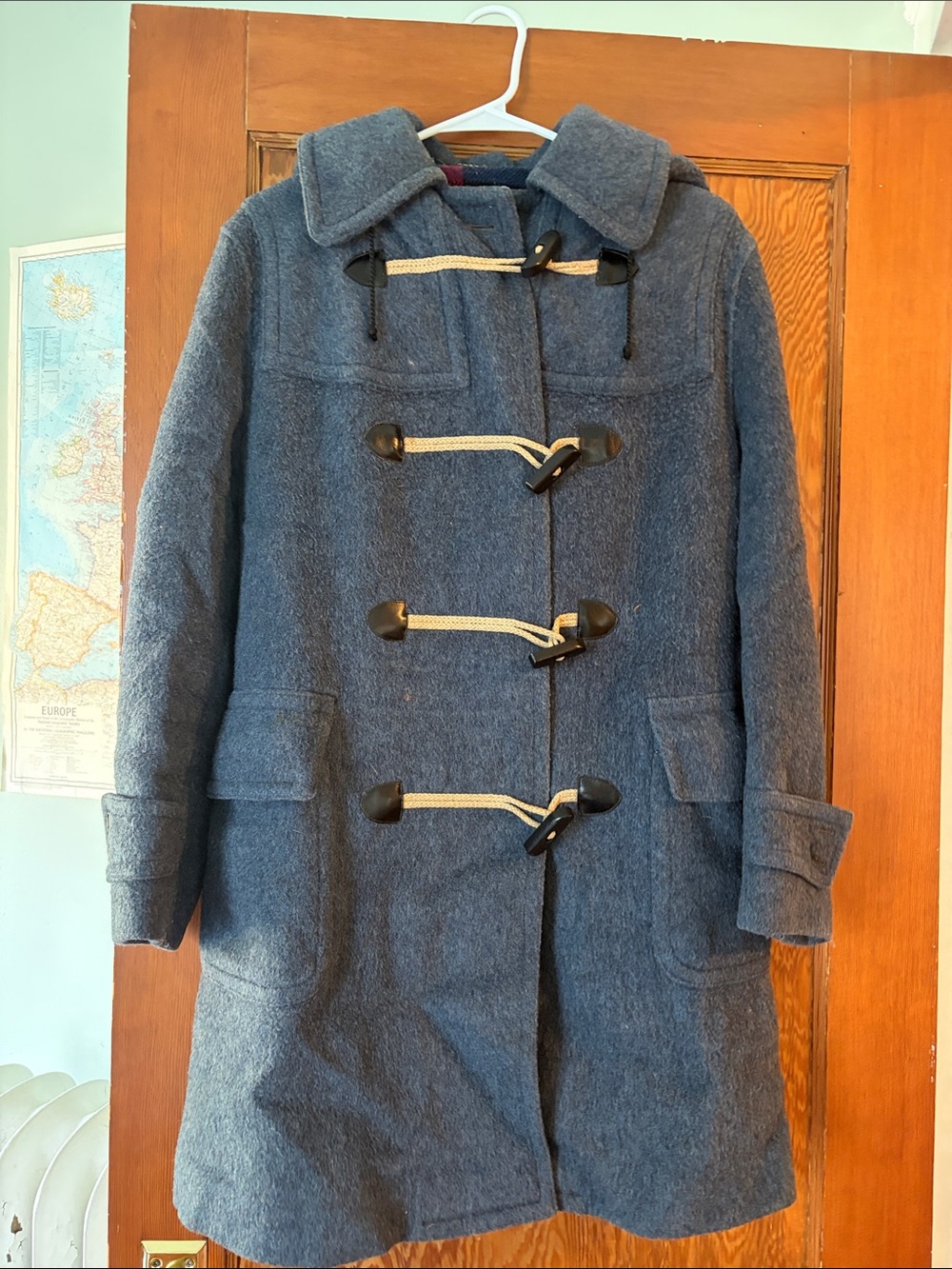 Classic Wool Toggle Pea Coat - Navy